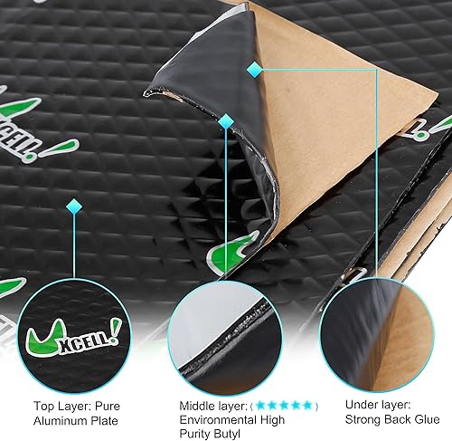 Miniatura 3 de uxcell 34 unids 80mil 36sqft coche amortiguador de sonido aislamiento térmico almohadilla butilo amortiguación autoadhesivo material de