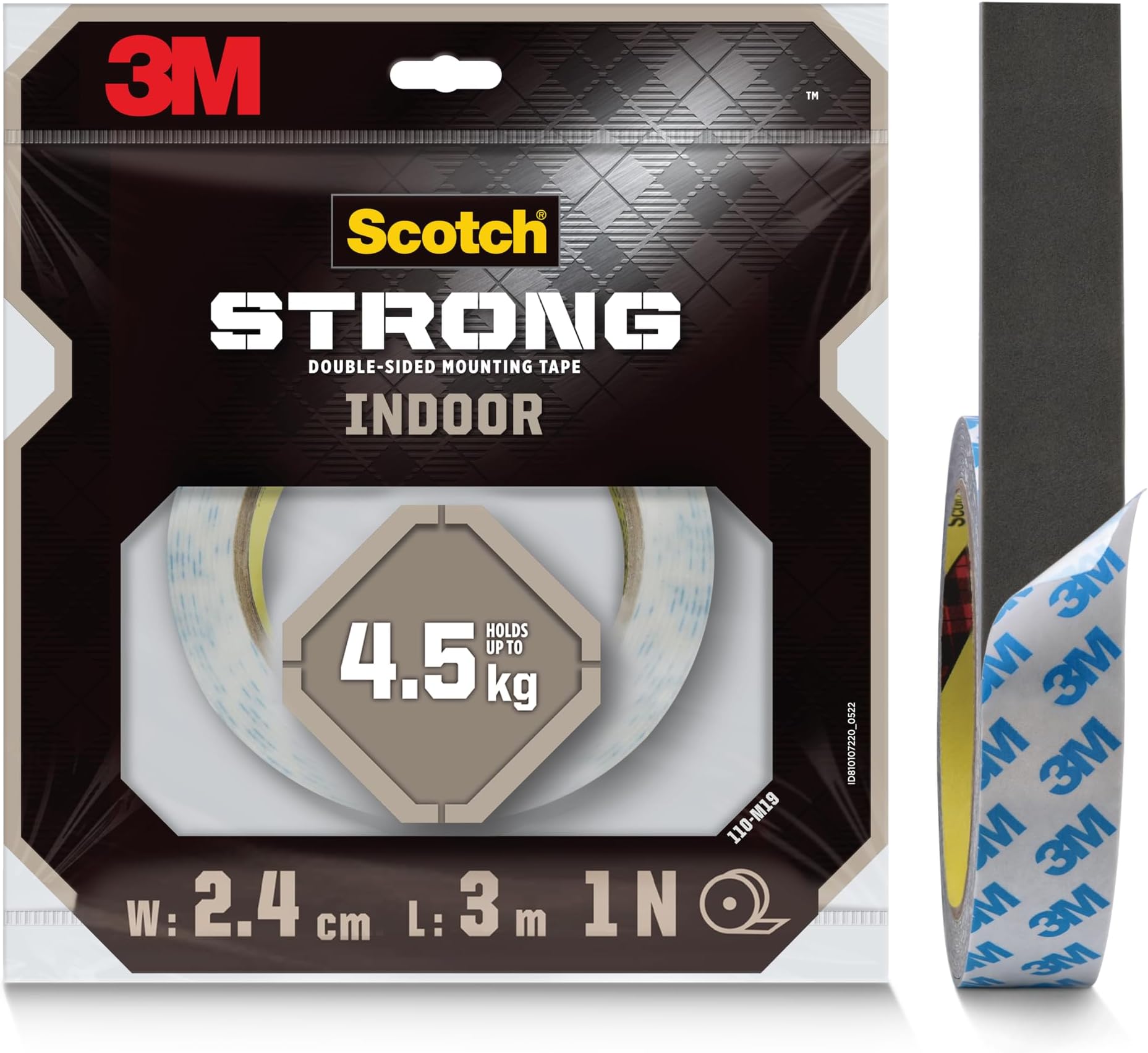 3M Double Sided Tape (1m holds 4.5Kgs) for indoor hanging applications (Photo frames, Mirrors, Key Holders, Extension Boards, Wall decoration, etc)(L: 3m, W: 24mm)