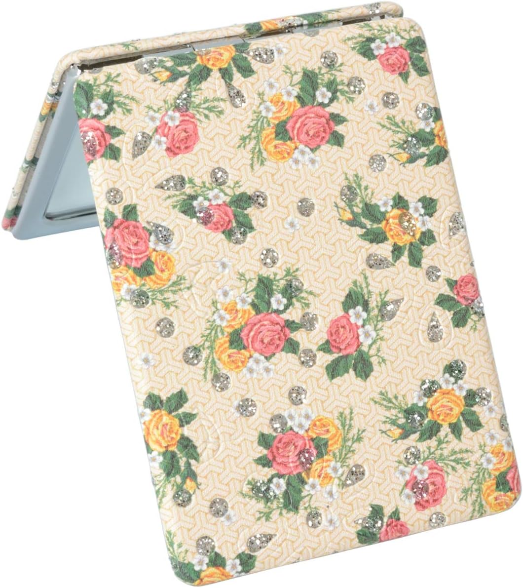 Royal Arden Compact Mirror, Rectangular Rose, Beige, 2.4 x 3.3 x 0.4 inches (6 x 8.5 x 1 cm)