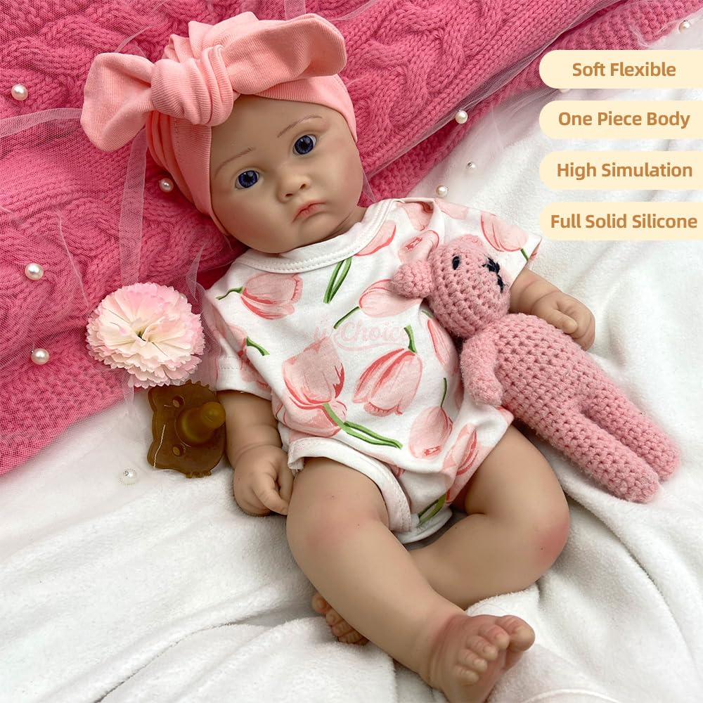 Generisch 18 Zoll Ultra-realistische Silikon-Reborn-Babypuppe – Handbemaltes Neugeborenen-Spielzeug mit lebensechter Hauttextur, weich und beschwert – Für Kinder ab 3 Jahren