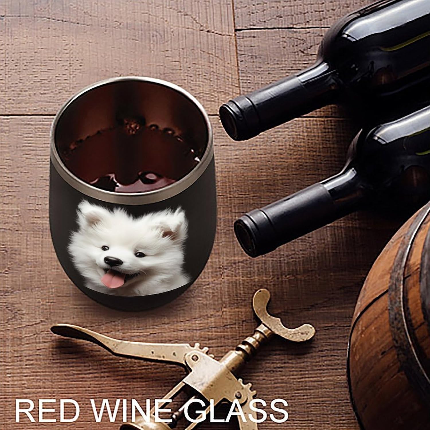 Fluffy Samoyed Puppy Insulated Drinking Cup Stainless Steel Coffee Mug Wine Tumbler with Lid 12OZ