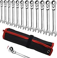 Vista 9 de WISEUP - Llave de trinquete CR-V forjada, llave de trinquete de cabeza flexible de 10 mm, llave de diseño industrial de doble uso, herramientas