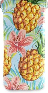susiyo Pineapples with Tropical Plants Glasses Case Portable Microfiber PU Leather Soft Sunglasses Bag Eyeglasses Pouch Holder Squeeze Top for Women Men