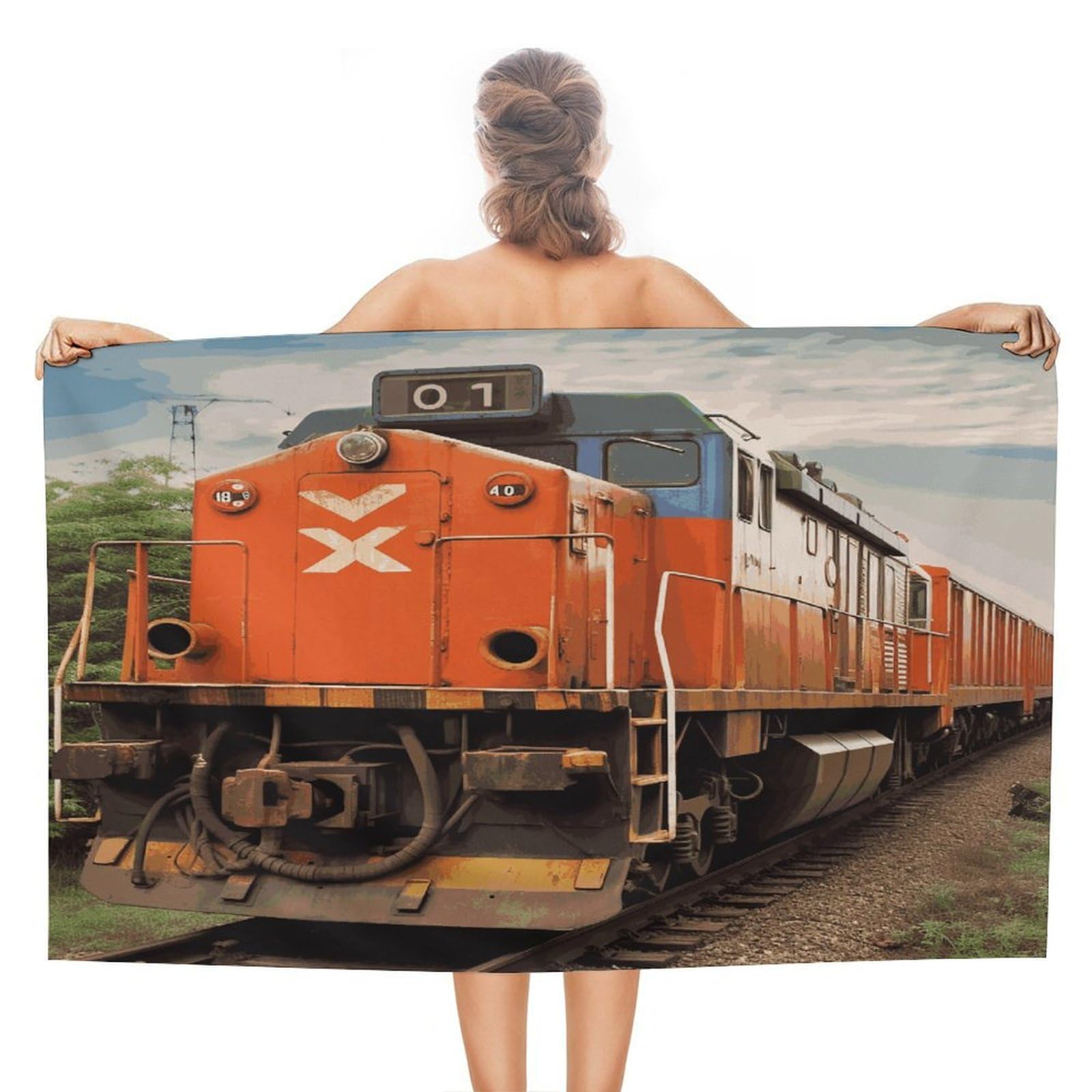 FekiLoot Train Beach Towel Absorbent & Quick Dry Pool Towels 31 X 51 Inches Extra Large Sandfree Beach Blanket Towels Soft Lightweight Travel Towel for Swim Yoga Camping