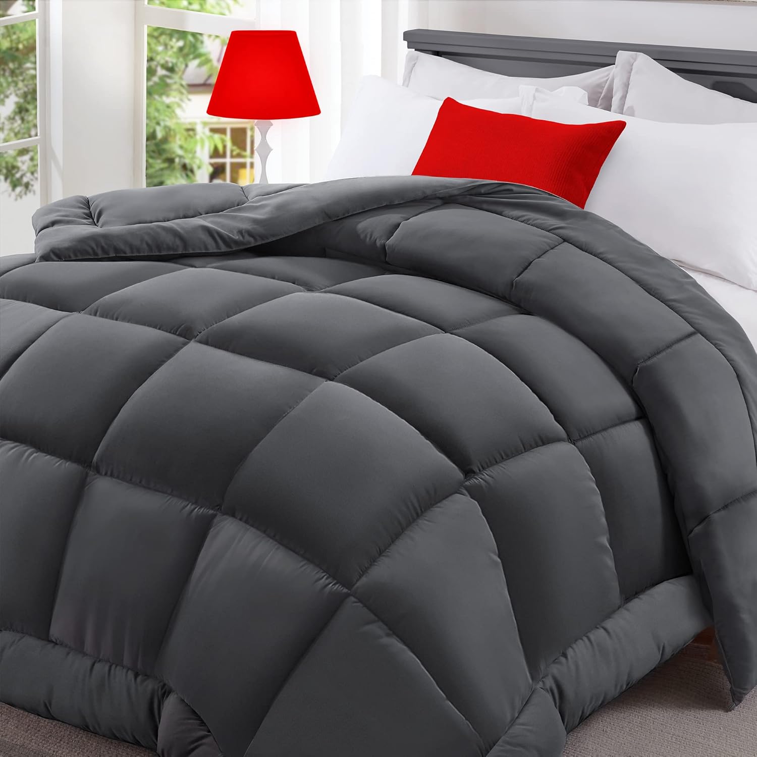 All Season Comforter Queen Size BedLuxury Quilted Down Alternative Bed Comforters Ultra Soft