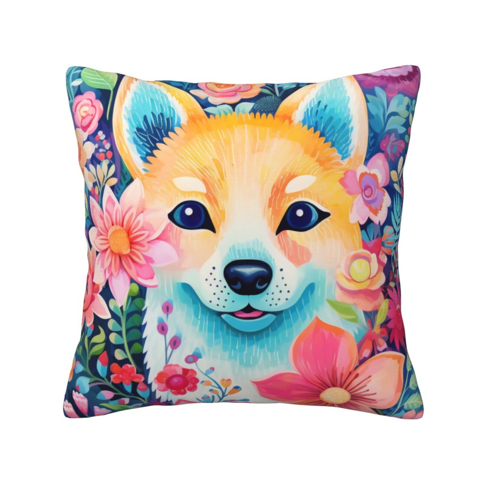 SXZVVBN Fox surrounded by flowersDecorative Square Sofa Cushion Covers