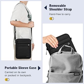 MoKo 13-14 Inch 360° Protective Laptop Sleeve Bag, Fits MacBook Air 13/13.3/13.6 Inch, MacBook Pro 13/14 Inch, Surface Pro 9/8/10/11 13", Multifunctional Bag with Shoulder and Headphone Port, Black