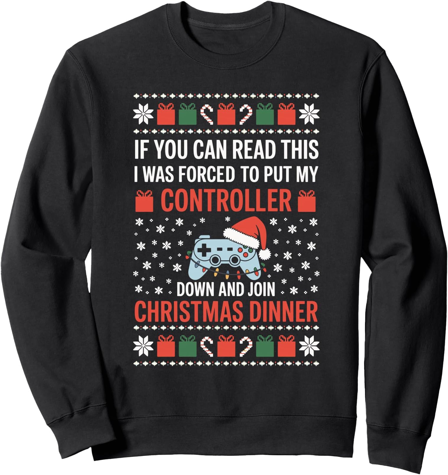 Funny Gamer Ugly Christmas Sweater Video Games Gaming Xmas Sweatshirt