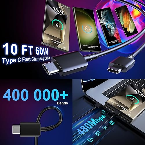 Miniatura 3 de Samsung Super Fast Type C Charger 25W Android Charger 10FT USB C Charger Cable de carga rápida para Samsung Galaxy S23S23 UltraS23+S22S22