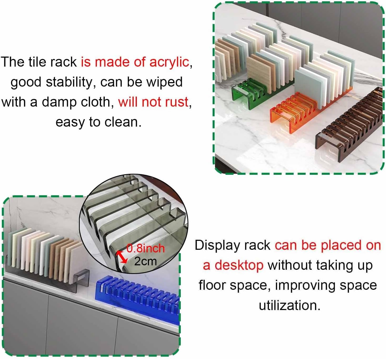 Acrylic Trade Show Floor Tile Display Rack with 14 Card Slots, Retail Stores Floor Sample Holder for Supermarkets Warehouses, Desktop Tile Display Rack (Color : Gray)
