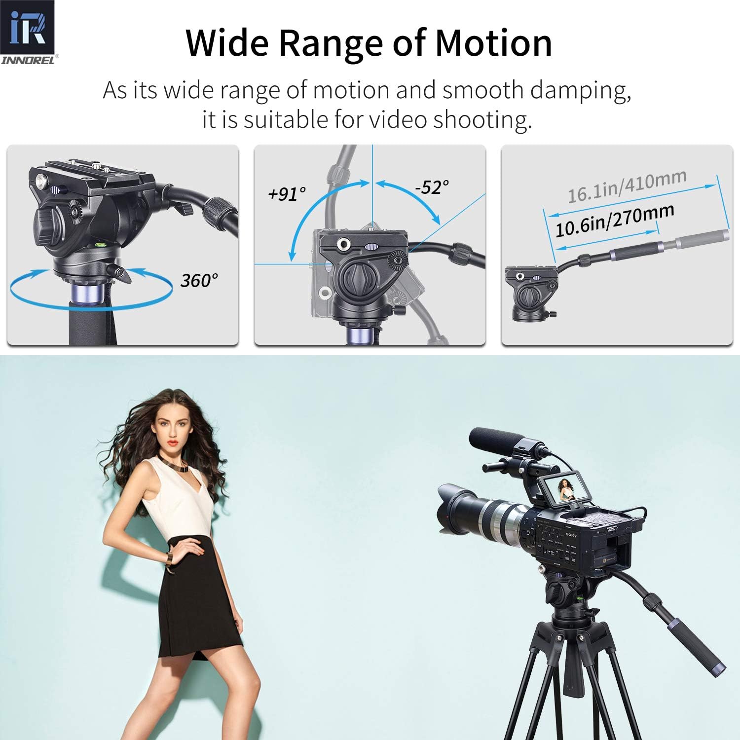 Flаѕh Dеаlѕ - 40% оƒƒ Professional Video Tripod Kit-INNOREL VT80 Aluminum Camera Tripod with F80 Fluid Video Head and 75mm Bowl Adapter for Digital DSLR Camcorder DV, 185cm/72.8in Max Height, 26.5lb/12kg Max Load