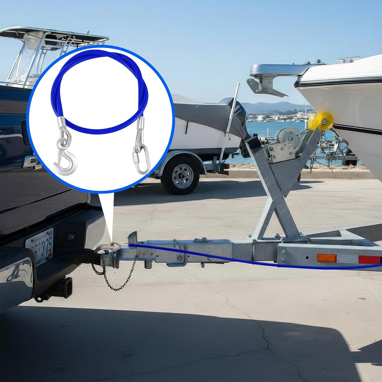 MorningRo 2 Pack 64 Inch Straight Trailer Safety Chains Cables 12000 Lbs Loading for Towing Bar Truck, Safety Chains Towing Trailer with Hooks and Quick Links, Vinyl Coated