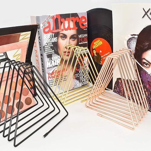 Miniatura 4 de Soporte ajustable de 7 ranuras para revistas, organizador de libros de alambre de metal triangular, organizador de carpetas de archivos,