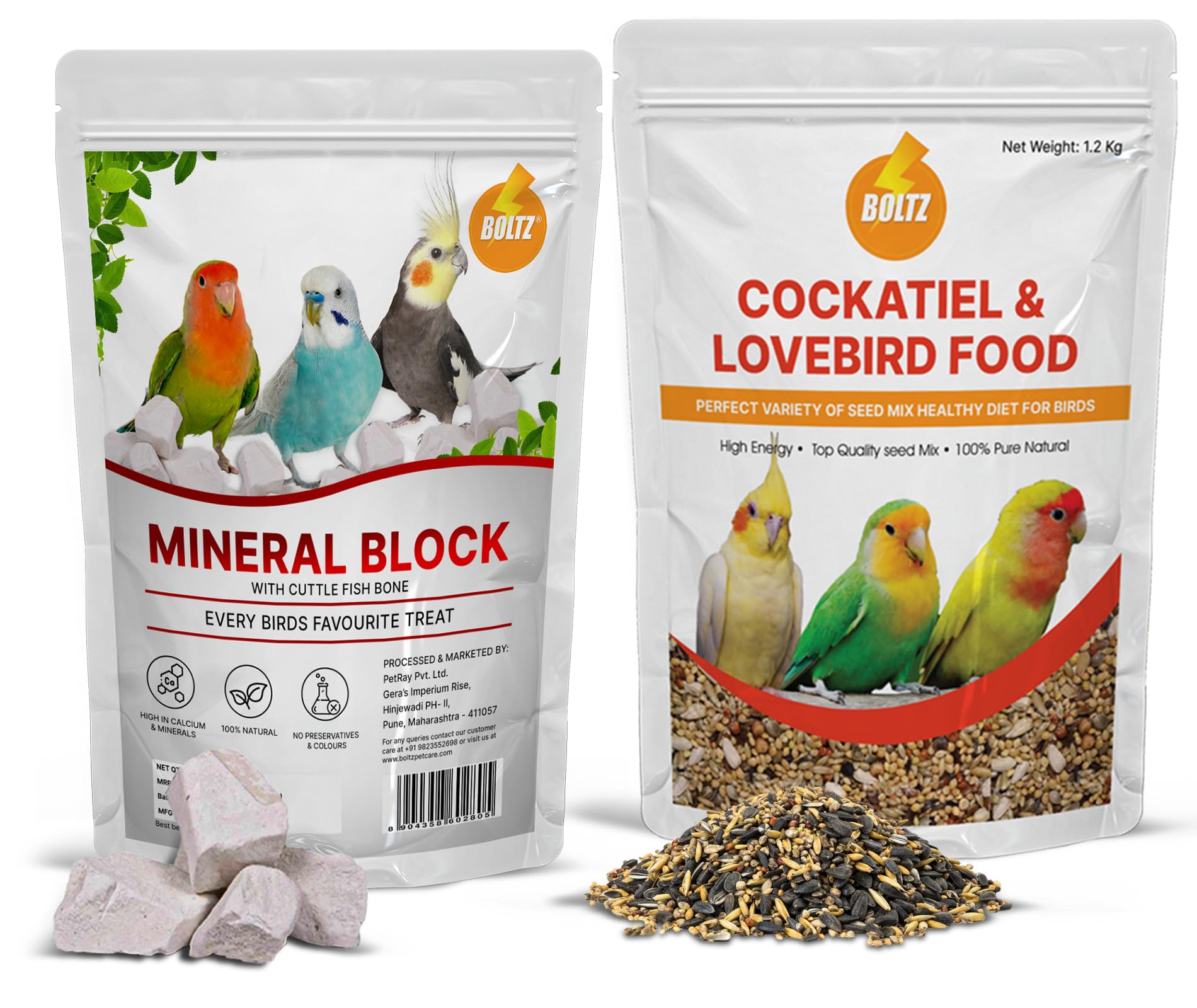 BOLTZ Combo of Food for Cockatiel & Lovebird 1.2 Kg and Natural Mineral Block 250 gm, Multicolored (B09FDX7M7N) Amazon Price History, Amazon Price Tracker
