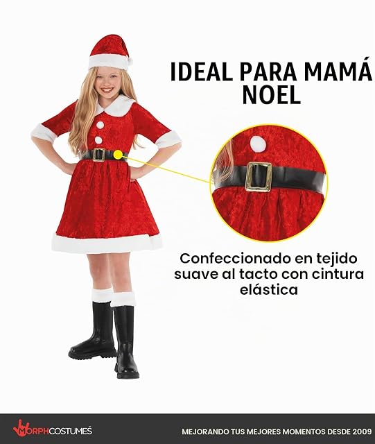 Foto 4 de 5 de Morph Disfraz Mamá Noel Niña, Traje Navidad, Vestido Mamá Noel, Disfraces para Carnaval y Halloween