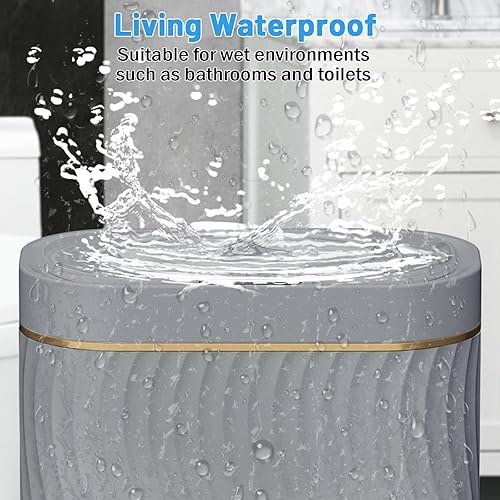Miniatura 4 de Cubo de basura pequeño para baño con tapa automática sin contacto, bote de basura inteligente de 2.6 galones, contenedor de basura estrecho e