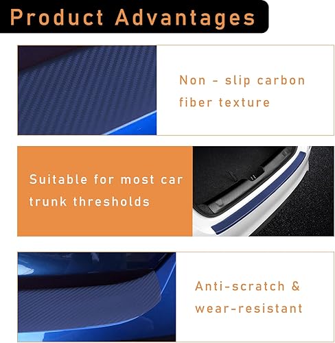 Miniatura 4 de Kewucn Protector de parachoques trasero de automóvil, antiarañazos y abrasión, tira de entrada de puerta del maletero, calcomanías antideslizantes
