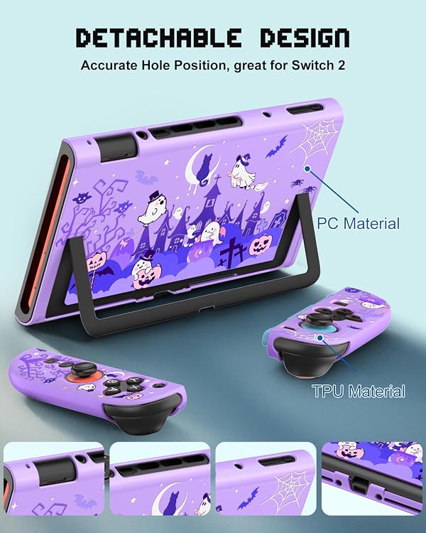 Gurgitat Dockable Case for Nintendo Switch 2 - Cute Cool Cartoon Design Soft TPU Grip Cover for Joy-Con Purple Eyes PC for Switch 2 Protective Case 2025 for Boys Teens Girls by Gurgitat - Used condition - Image 3