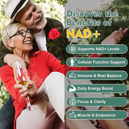 Miniatura 3 de Suplemento NAD de 500 mg, suplemento orgánico puro de NAD+ para mujeres y hombres, NAD+ con trans-resveratrol y CoQ10 y quercetina para energía