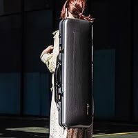 Vista 8 de Funda para violín Christina tamaño completo 4/4 de fibra de carbono de alta resistencia rectangular con candado de combinación y bolsa extra. Dorado