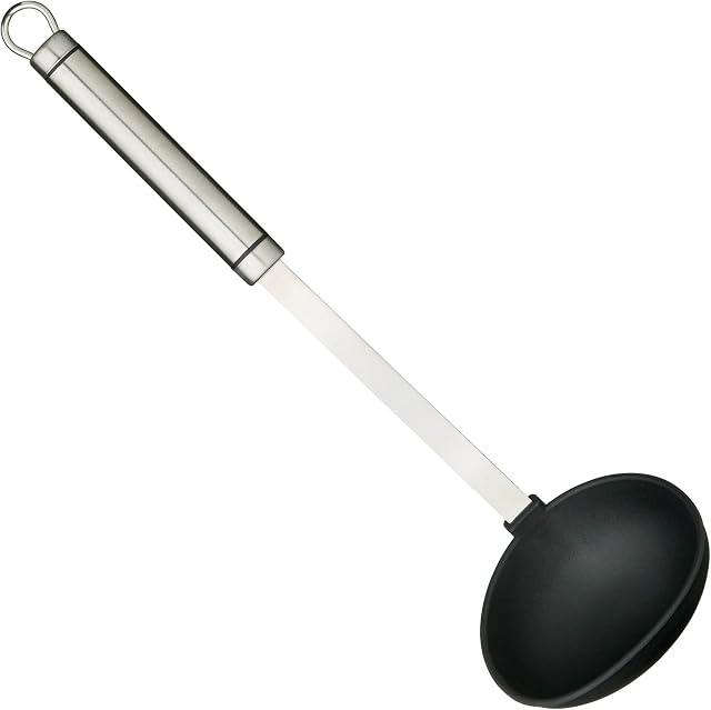 KitchenCraft Professional Soup Ladle with Non Stick Safe Nylon Head, Stainless Steel, 33 cm
