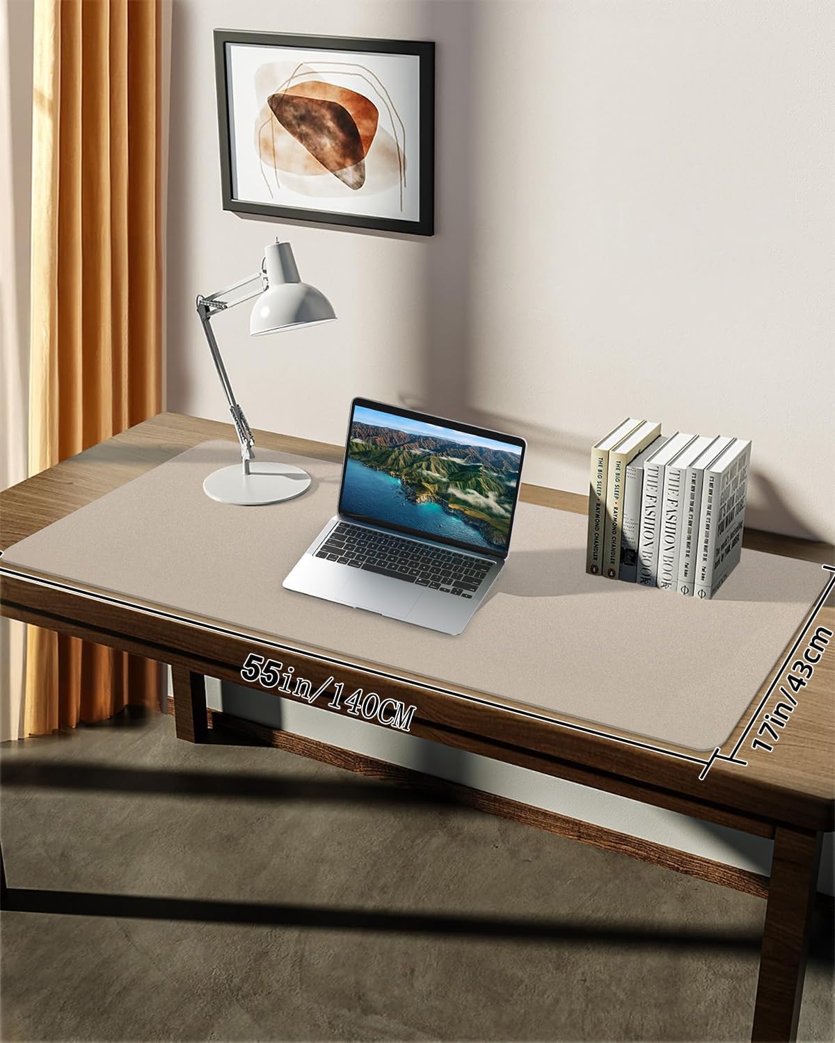 Extra Large Desk pad, Leather Desk Pad Protector,Office Desk Mat,Mouse Pad, Non-Slip Desk Blotter, Laptop Desk Pad, Waterproof Desk Writing Pad for Office&Home (Apricot, 55" x 17")