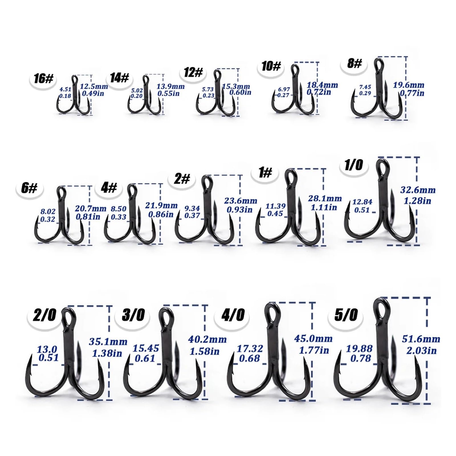 Hameçons de pêche triples en acier à haute teneur en carbone, leurres de remplacement tranchants, leurres durs, truite, poisson bleu, saumon, 4 pièces, 10 à 30 pièces(Size-3-0 Gap-15.45mm,10 P