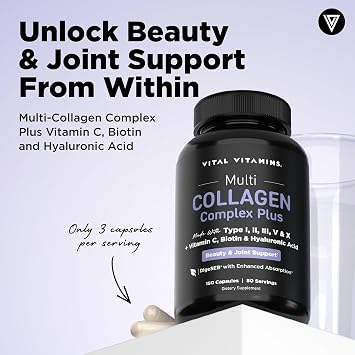 Vital Vitamins Multi Collagen Complex Plus Biotin, Hyaluronic Acid & VIT. C