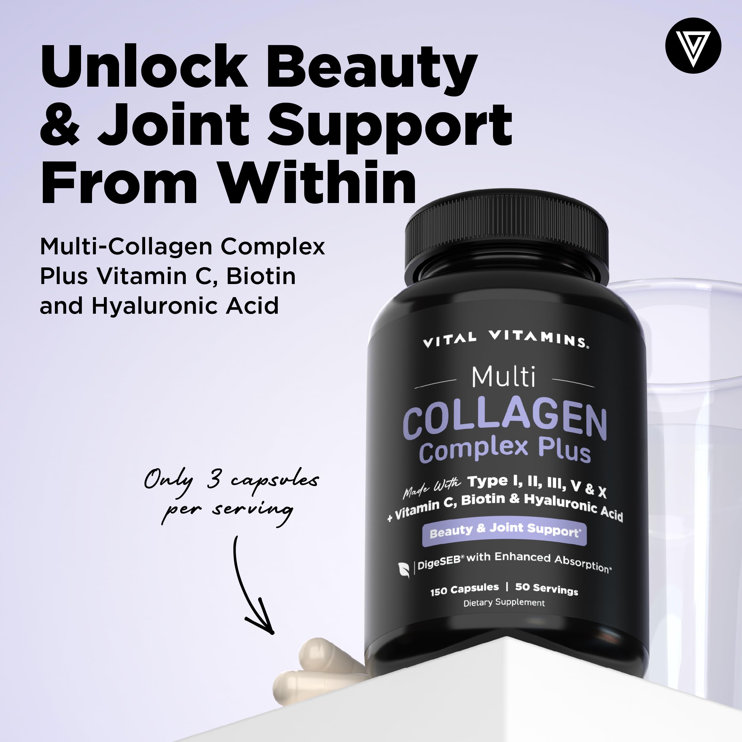 Vital Vitamins Multi Collagen Complex Plus Biotin, Hyaluronic Acid & VIT. C — Amazon image 3