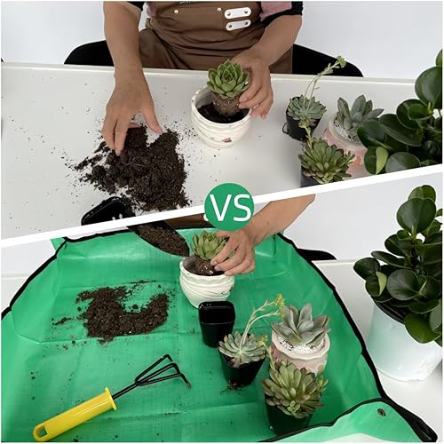 Miniatura 4 de Tapetes impermeables para trasplantar plantas, fácil de trasplantar para plantas de interior, tapete de jardinería portátil y plegable, bandeja para