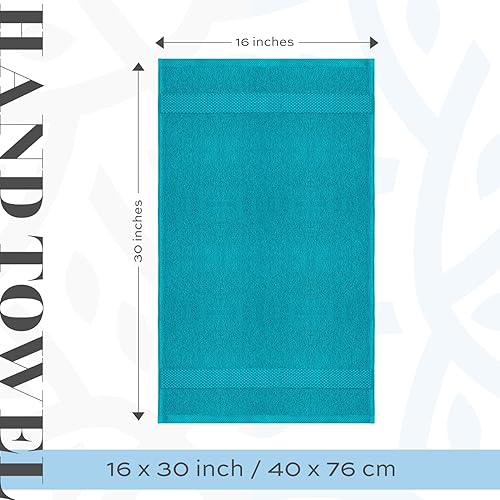 Miniatura 4 de White Classic 6 toallas de mano de lujo Aqua de 16 x 30 y 4 toallas de baño de lujo de 27 x 54 pulgadas, algodón, altamente absorbentes y de secado