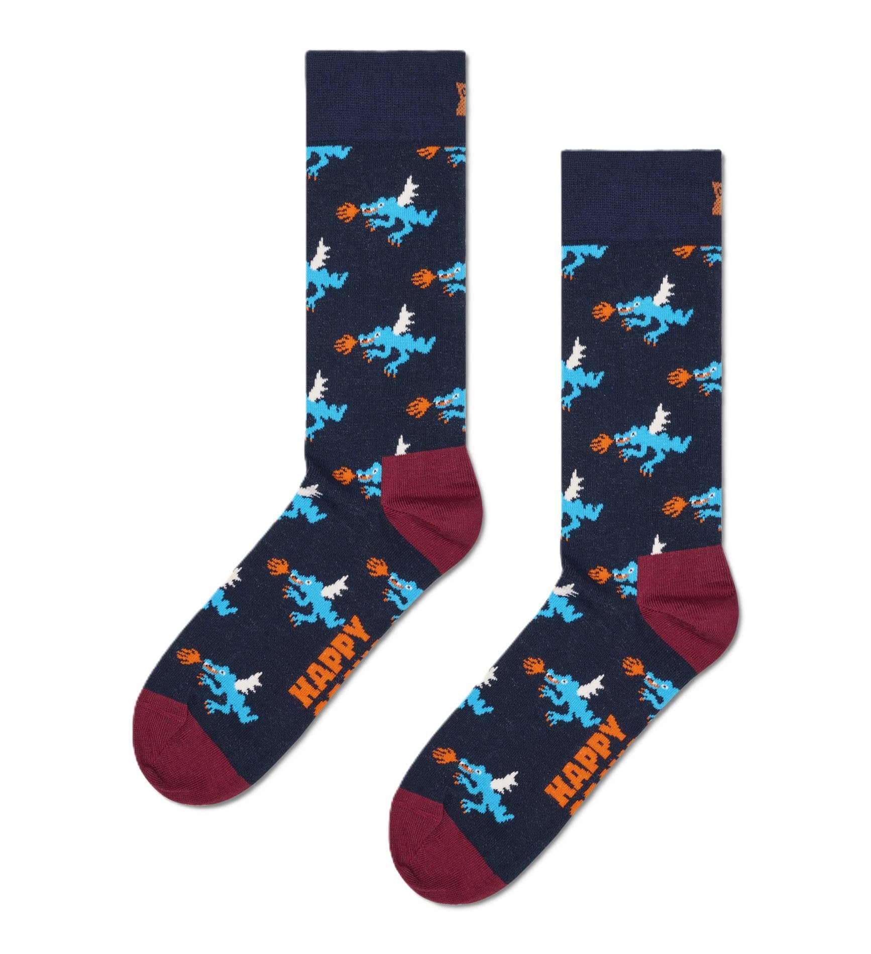 Happy Socks Unisex Navy Dragon Sock, 41-46