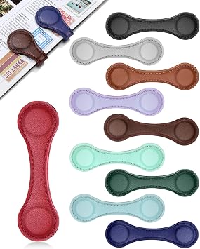 Magnetic Leather Bookmark, 10 Pcs Colorful Leather Magnetic Bookmarks for Women Men, Double-Sided Magnetic Book Mark Clip for Book Lovers, Readers, Teachers