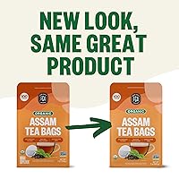 Vista 3 de FGO Té Assam orgánico, 100 unidades, bolsas de té negro ecológicas, bolsa resellable, el embalaje puede variar (paquete de 1)