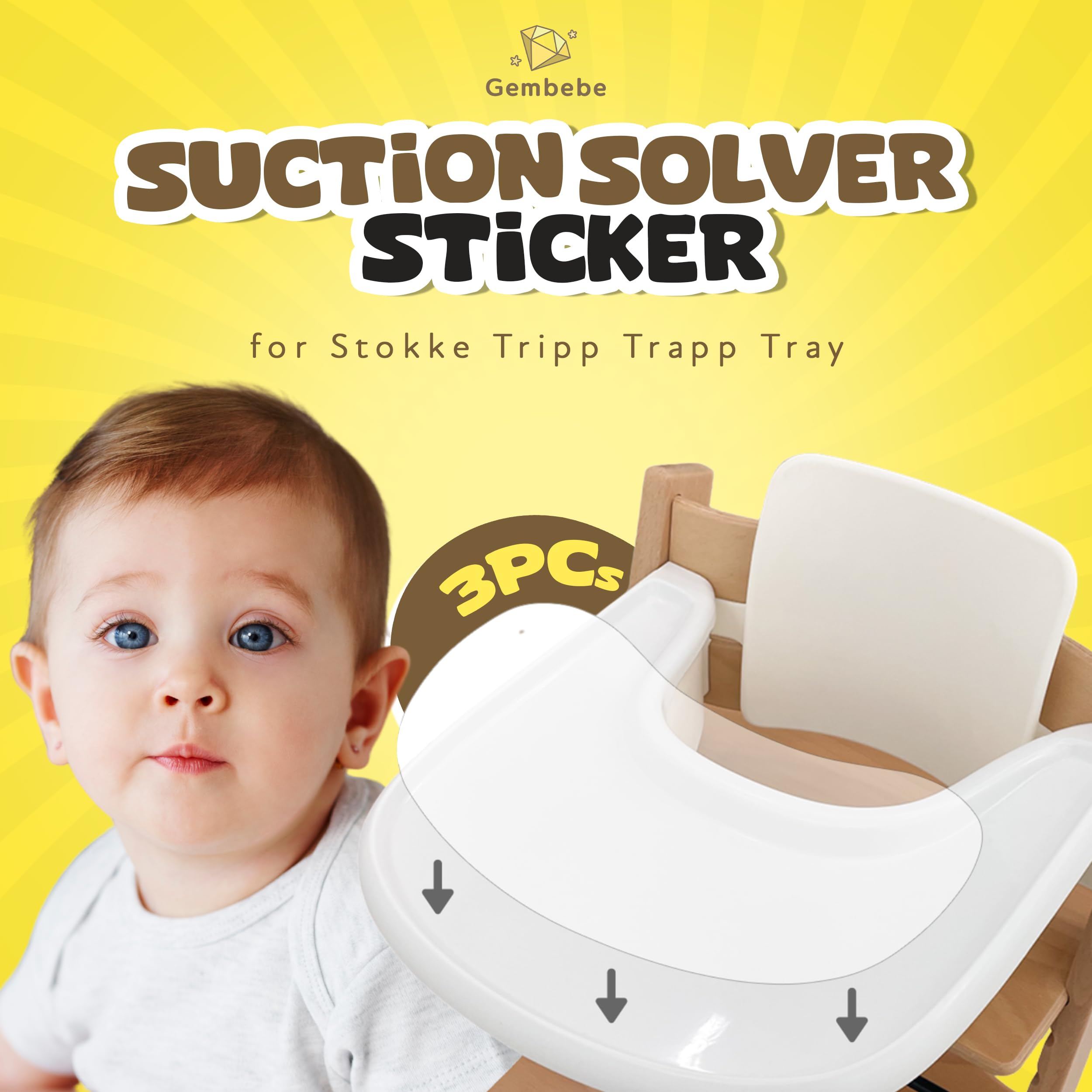 Suction Solver Sticker Compatible with Stokke Tripp Trapp Tray Safe Adehisve Placemat Improves Suction Keeps Suction Bowls and Toys Baby High Chair Placemat (3, Peanut Shape) : Baby