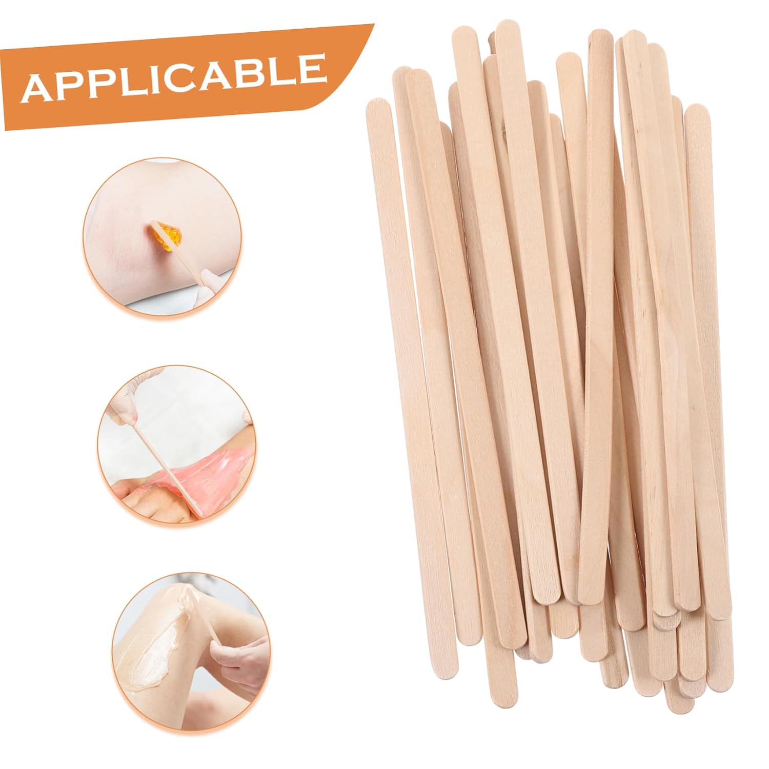 100pcs Wooden Waxing Sticks Applicators Durable Spatula for Hair Removal Multi Purpose Tool for Waxing Eyebrow Shaping Hair Removal