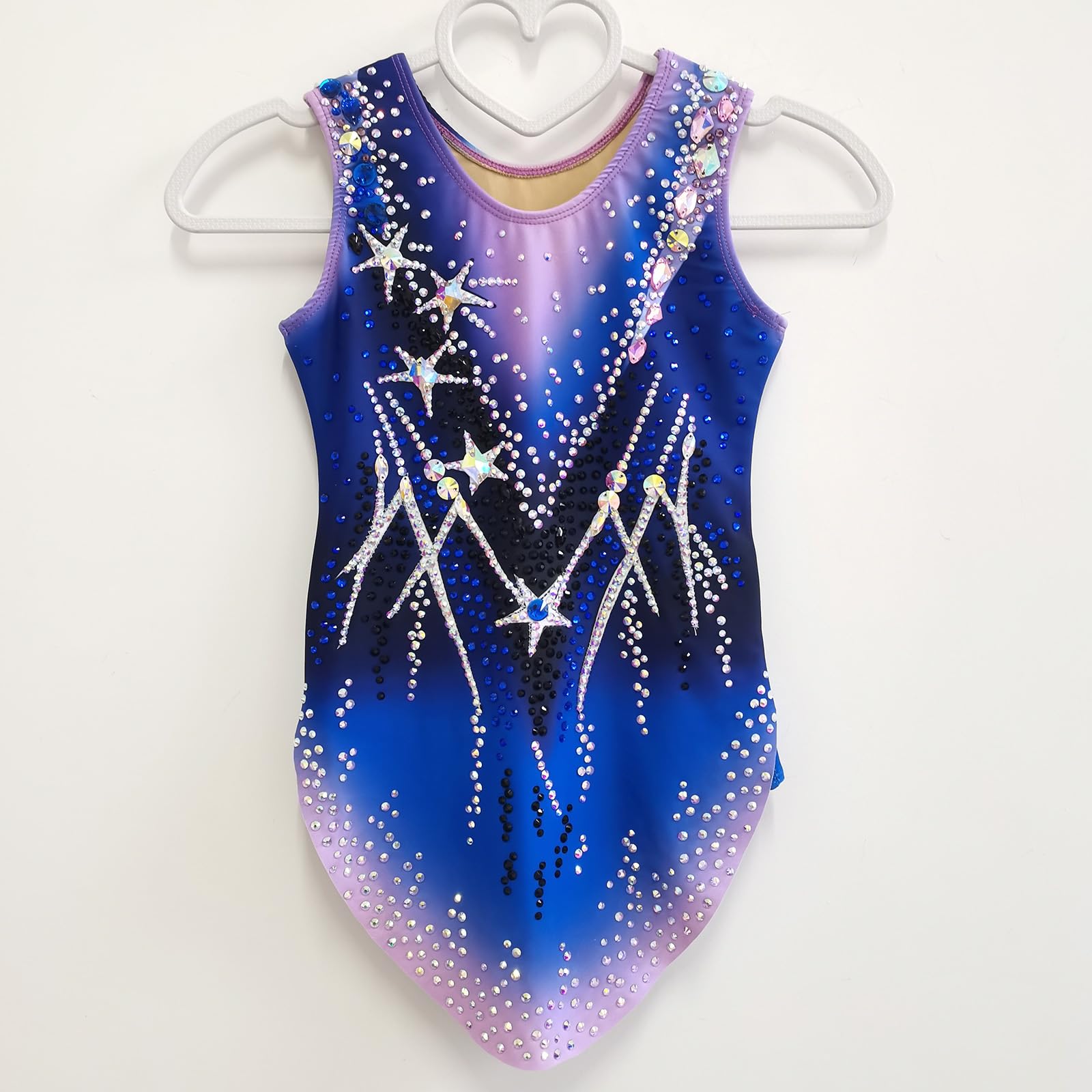 LIUHUO Maillot de gimnasia rítmica sin mangas azul para niñas, nueva regla de competición