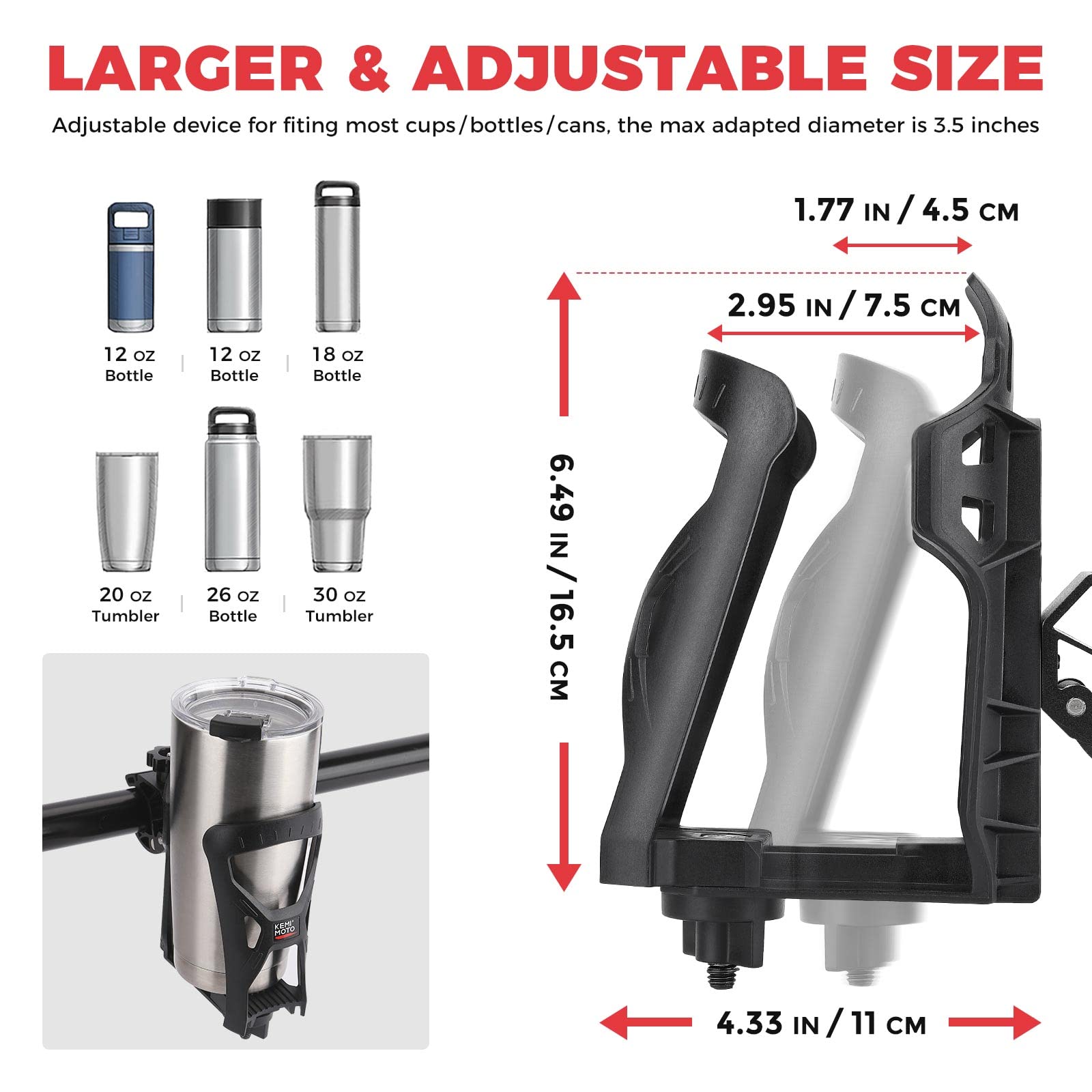 Flessenhouder voor fiets, bekerhouder voor fiets, 48-71 mm