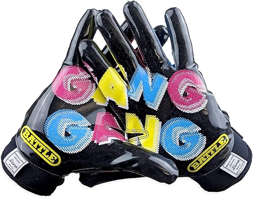 Battle Sports Back of Hand Wide Receiver Football Gloves, Ultra-Tack Sticky & Grip, No Slip - Adult & Youth