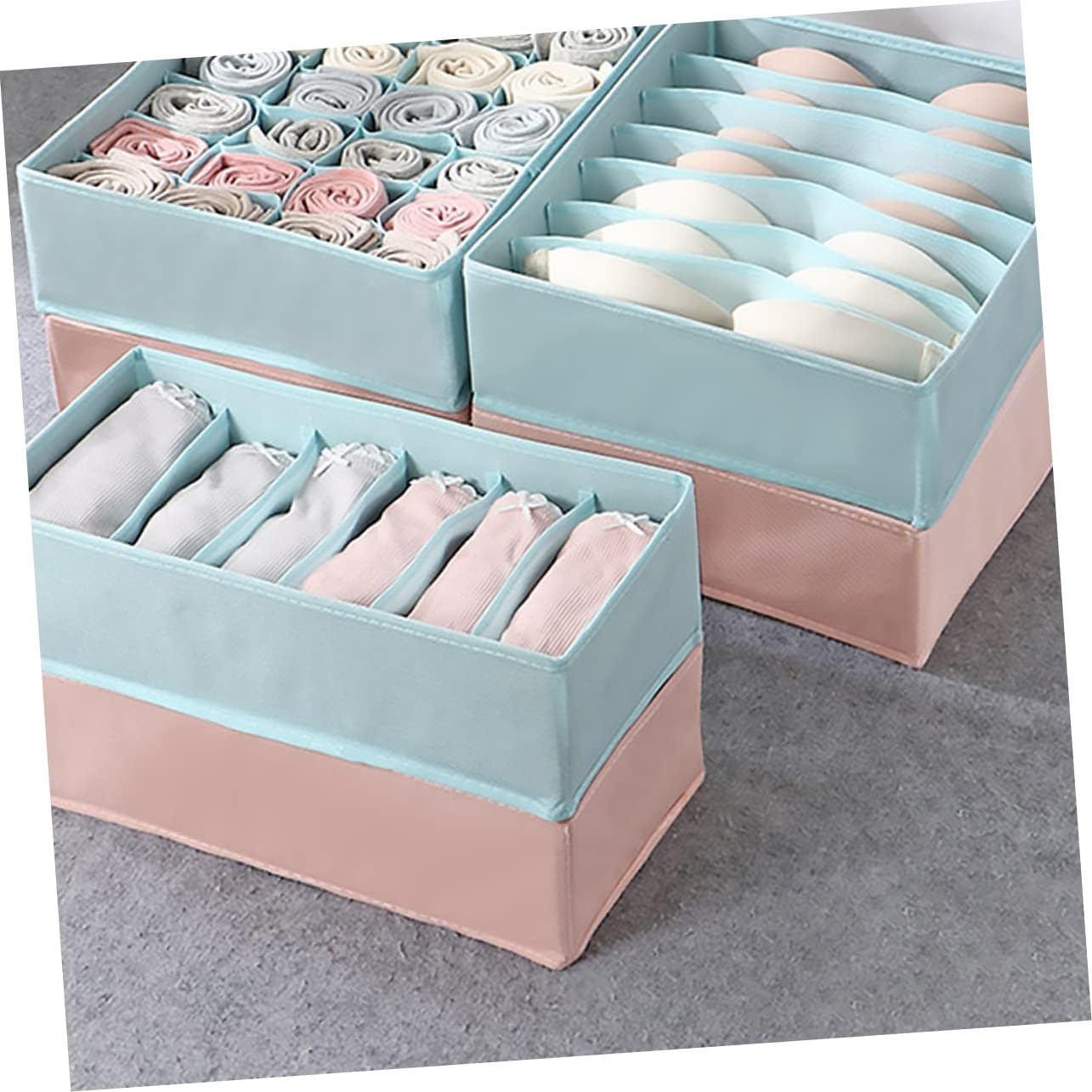 VICASKY Non Woven Underwear Storage Box Multi Compartment Organizer for Socks Briefs and Panties Clothes Storage Case for Space Saving Home Use in Pink
