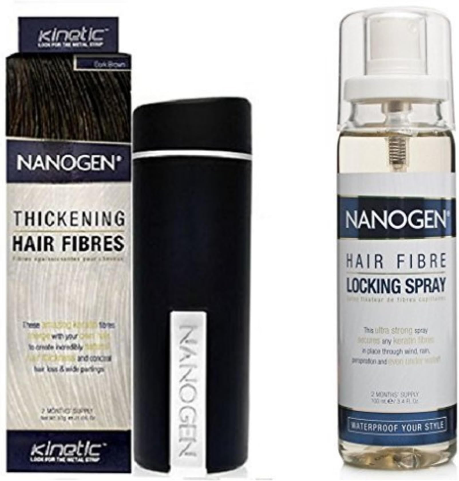 Combo of Nanogen Thickening Hair Fibres Dark Brown 30gms with Locking Spray
