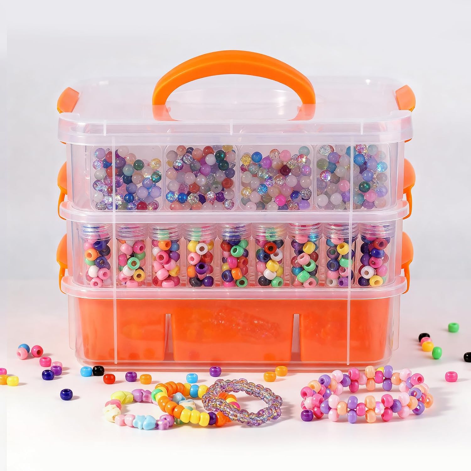 Bead Organizers 3-Tier Stackable Storage Container Box 87 Pcs Diamond Art Storage Plastic Storage Cases Mini Clear Bead Storage Containers for Bracelet Making DIY Jewelry Craft Nail Transparent Boxes image 5