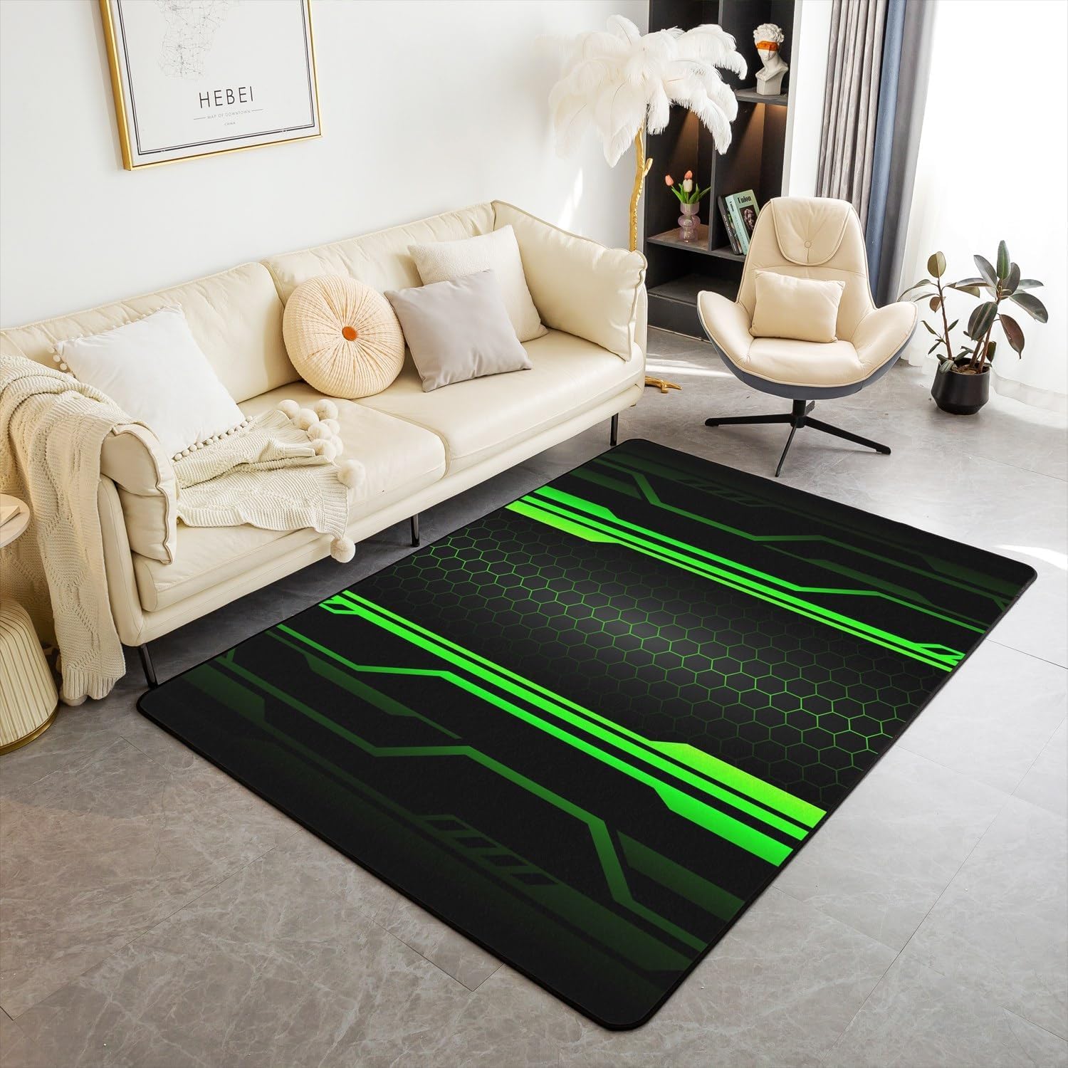 Tapis flanelle 140x200 cm treillis géométrique abstrait imprimé 3D