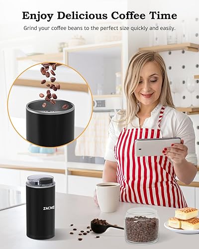 Miniatura 7 de ZACME Molinillo de café, molinillo de café eléctrico para granos, especias y más, molinillo de café de un solo toque para uso doméstico o cocina,