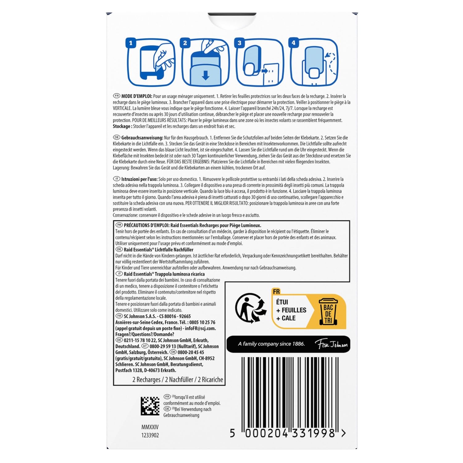 Raid Essentials 2x Lichtfalle Nachfüller für Fliegen und Motten, 2er Pack – Ansicht 3