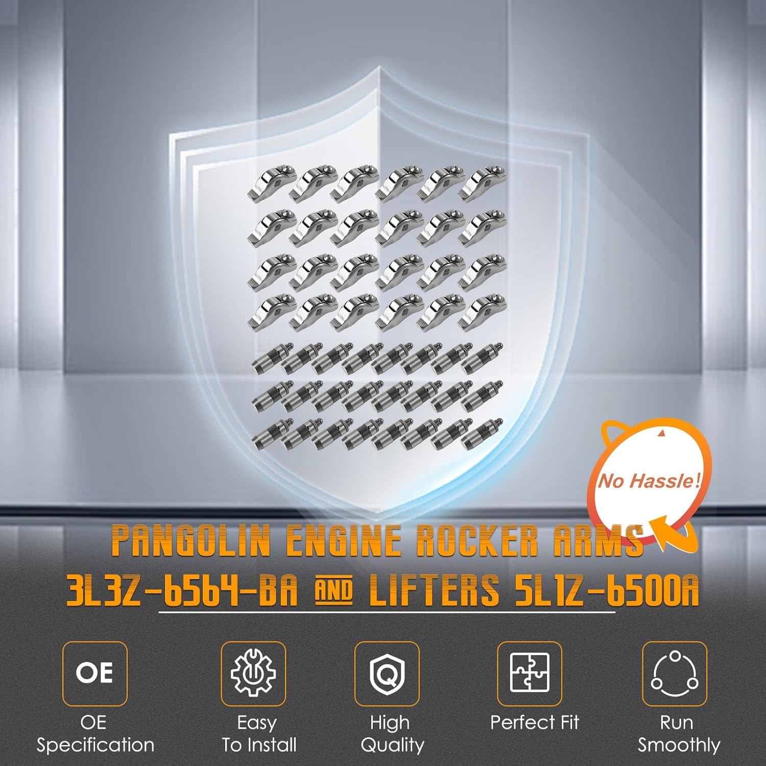 PANGOLIN 48PCS Engine Rocker Arms Lifters Kit fit for Explorer Mustang F-250 F-350 F-450 2004 2005 2006 2007 2008 2009 2010 4.6L-6.8L V8 SOCH 24v, Replace OE 3L3Z-6564-BA 5L1Z-6500A
