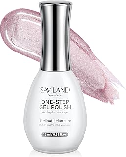 SAVILAND Glazed Nails One-Step Gel Nail Polish: Cat Eye Nail Polish 0.5 OZ 15ml Purple One-Min Foundation Color Gel Builder & Top Polish Natural Nail Art Pen Reinforcement Long-Lasting Home Manciure