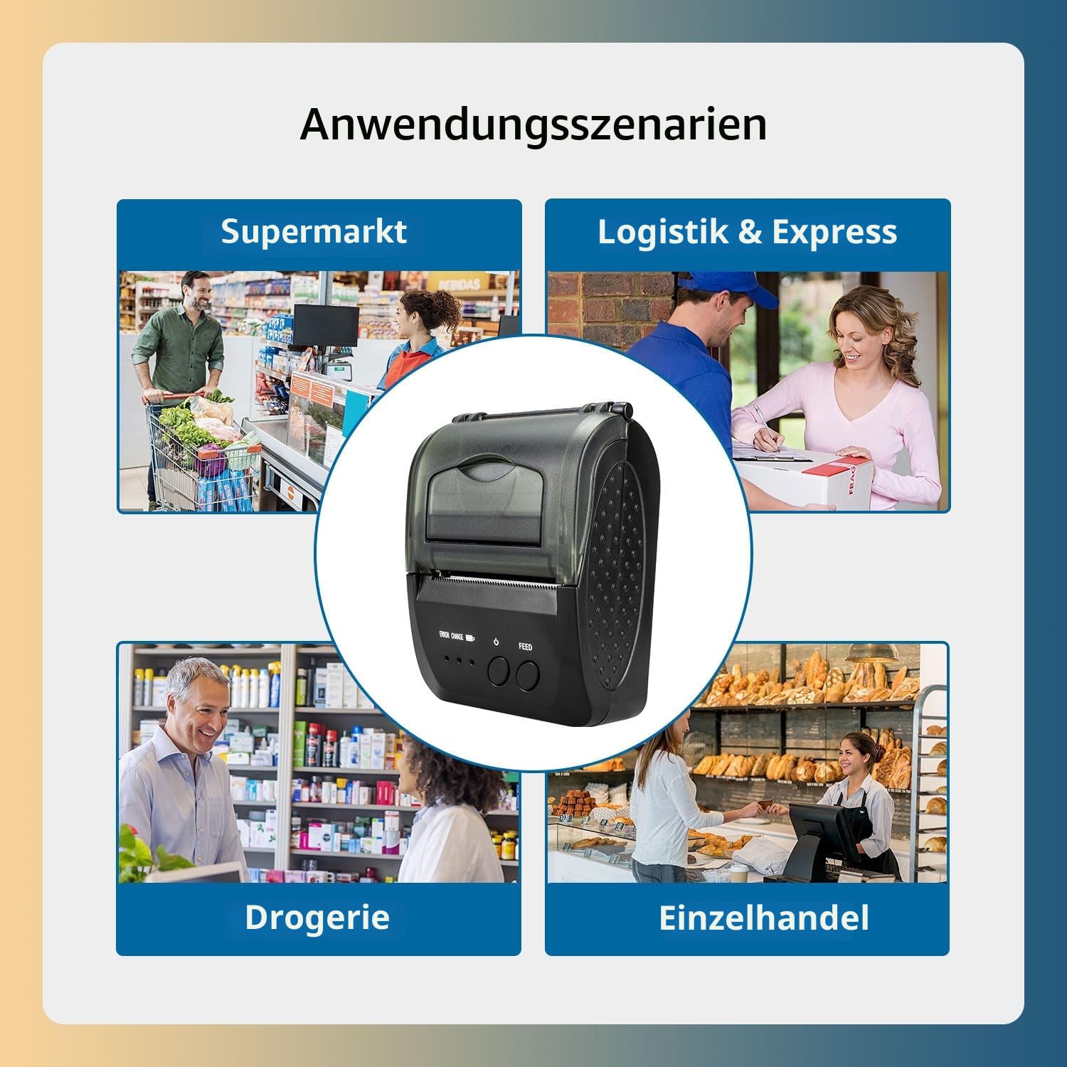 NetumScan Bluetooth Wireless Thermobondrucker, 2 Zoll 58mm Mini USB POS Drucker für Restaurant Einzelhandel Kompatibel mit Android/iOS/PC/Windows NS1809DD