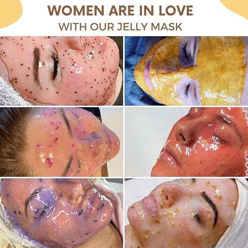 Miniatura 6 de Mascarilla facial de gelatina para tratamientos faciales  Máscara de gelatina hidratante, iluminadora y nutritiva de oro de 24 quilates con rodillo