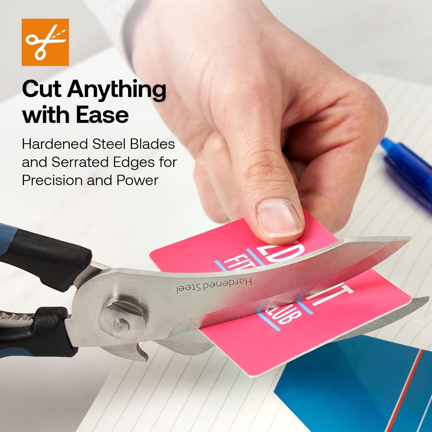 AnySharp 5-in-1 Multi-Function Kitchen Shears - Kitchen Scissors Heavy Duty with Hardened Steel Blades - Cut Chicken Bones and Thick Fabrics - Grip for Both Left and Right Handed - Dishwasher Safe